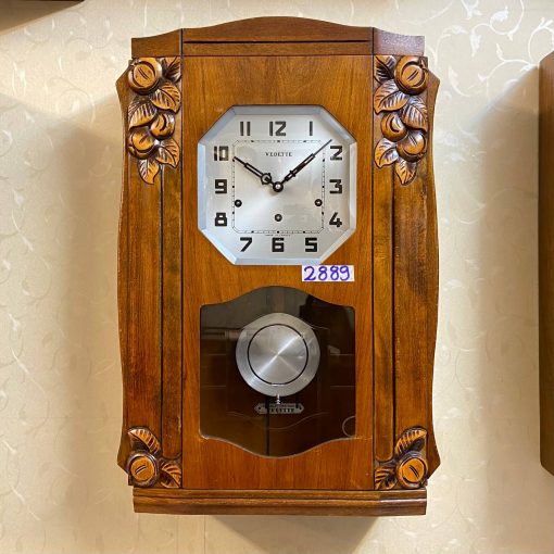 Đồng hồ Vedette thùng sồi bốn bông chạm trổ đẹp từ Pháp