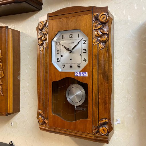 Đồng hồ Vedette thùng sồi bốn bông chạm trổ đẹp từ Pháp