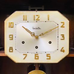 Đồng hồ VEDETTE thùng bè vân gỗ đẹp mặt số nổi vàng