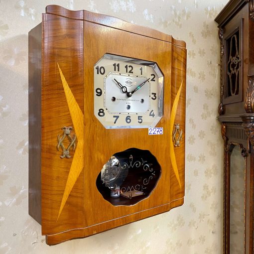 Đồng hồ Girod thùng bè đẹp màu vân gỗ chơi hai bản nhạc
