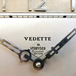 Đồng hồ Vedette thùng bè số nổi mạ Crom nhập Pháp