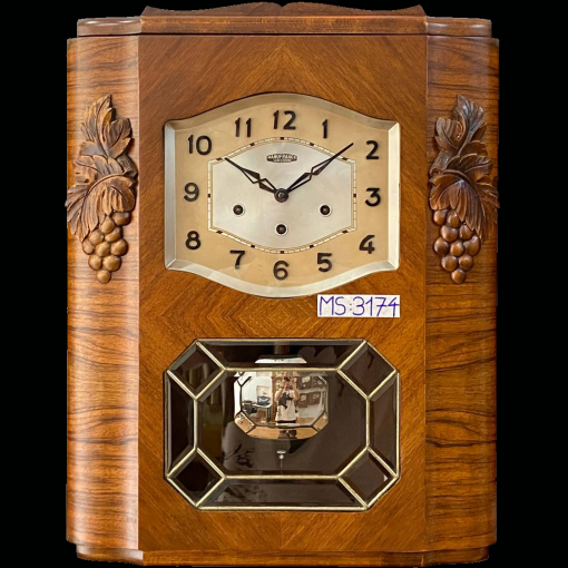 Đồng hồ FFR thùng bè vân gỗ nu đối xứng mặt số nổi đặc biệt chơi 2 bản nhạc