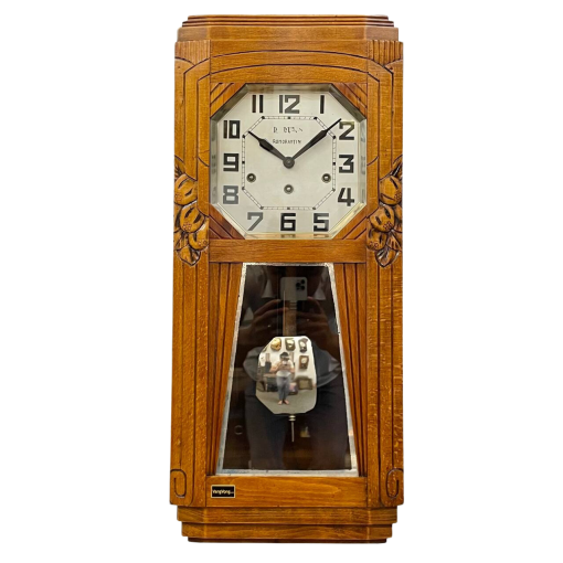 Đồng hồ cổ Carrez 8 gông thùng nu dài chạm bông đào cổ điển