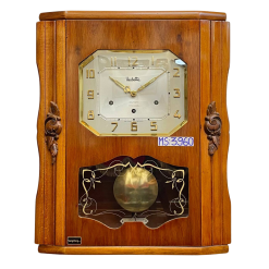 Đồng hồ cổ Vedette số nổi vàng 8 gông thùng nu bông đào