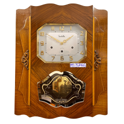 Đồng hồ cổ Vedette số nổi vàng thùng vân nu đối xứng 