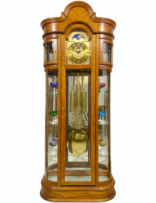 Đồng hồ tủ cây Ridgeways 3 buồng kính cong kết hợp tủ trưng bày đặc biệt sang trọng