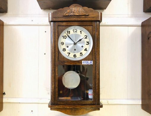 Đồng hồ Vedette cổ thùng gỗ sồi gông lòng máng đen nhập pháp