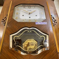 Đồng hồ cổ Vedette số nổi vàng thùng vân nu đối xứng 