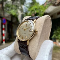 Đồng hồ Omega Semaster De Ville kim cọc vàng niềng càng 14k đẹp trên 95% Thụy Sỹ 