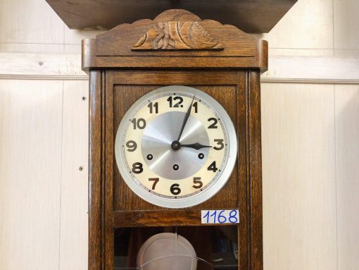 Đồng hồ Vedette cổ thùng gỗ sồi gông lòng máng đen nhập pháp