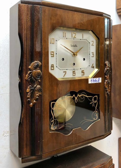 Đồng hồ vedette số nổi vàng thùng gỗ vân đẹp màu nhập Pháp