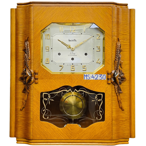 Đồng hồ cổ Vedette số nổi vàng thùng nu lúa mạch