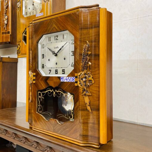 Đồng hồ cổ Vedette 8/8 thùng nu chạm bông lúa mạch - Hình ảnh 3