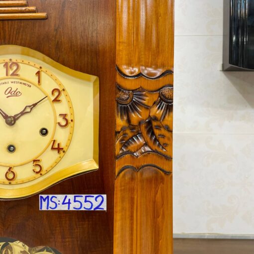 Đồng hồ cổ Odo 57/10 Sonodo thùng vân nu chạm bông - Hình ảnh 4