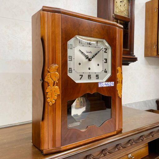 Đồng hồ cổ Vedette 8/8 thùng vân nu chạm bông - Hình ảnh 3