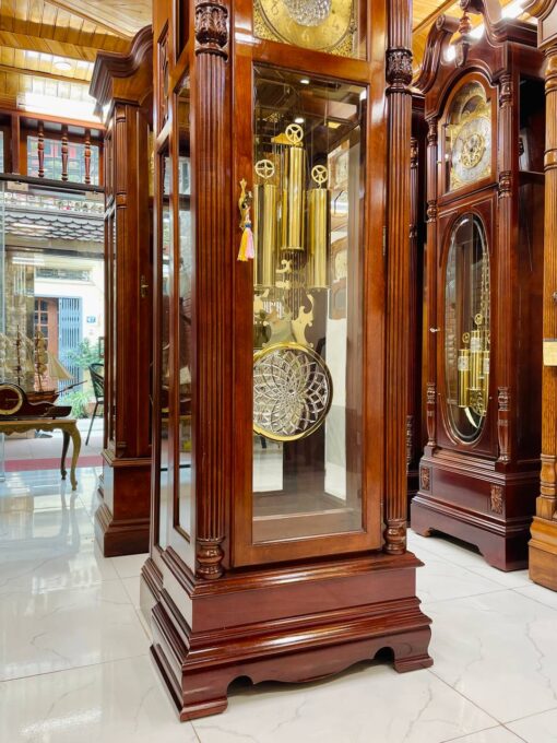 Đồng hồ tủ cây Ridgeway 12/12 mái sừng mặt lắc pha lê - Hình ảnh 9