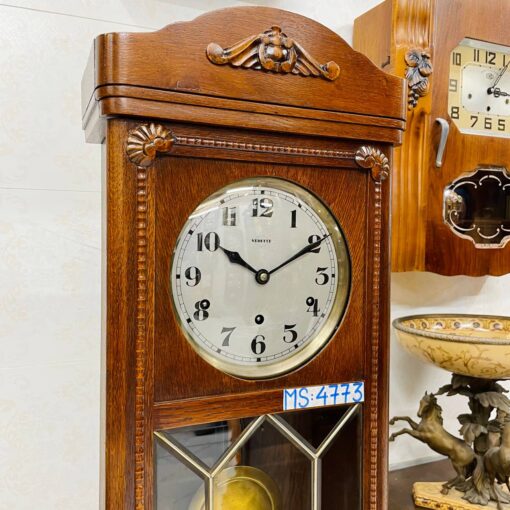 Đồng hồ cổ Vedette 8/8 thùng sồi hoa mặt số tròn - Hình ảnh 3