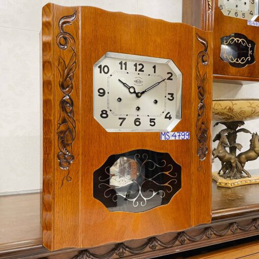 Đồng hồ cổ Girod 8/8 thùng sồi hoa 2 bản nhạc - Hình ảnh 2