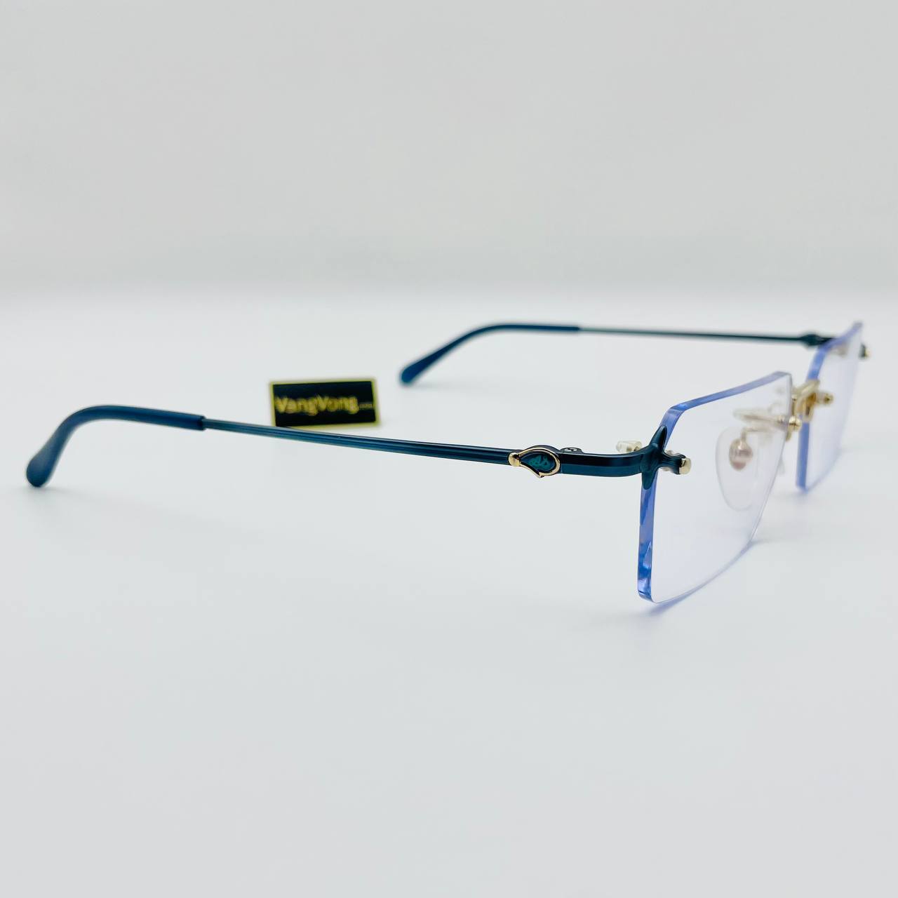 Gọng kính Atelier Sab mạ vàng màu xanh navy