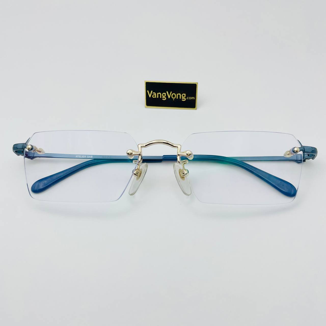 Gọng kính Atelier Sab mạ vàng màu xanh navy