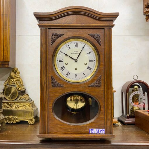 Đồng hồ cổ Odo gỗ sồi mặt tròn số la mã độc đáo - Ảnh 2