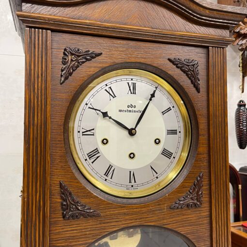 Đồng hồ cổ Odo gỗ sồi mặt tròn số la mã độc đáo - Ảnh 5