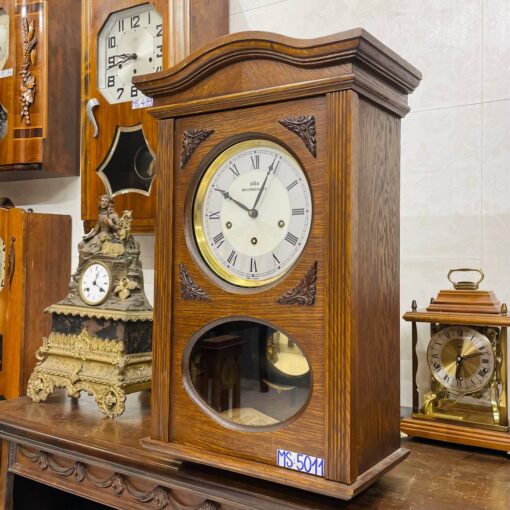 Đồng hồ cổ Odo gỗ sồi mặt tròn số la mã độc đáo - Ảnh 4