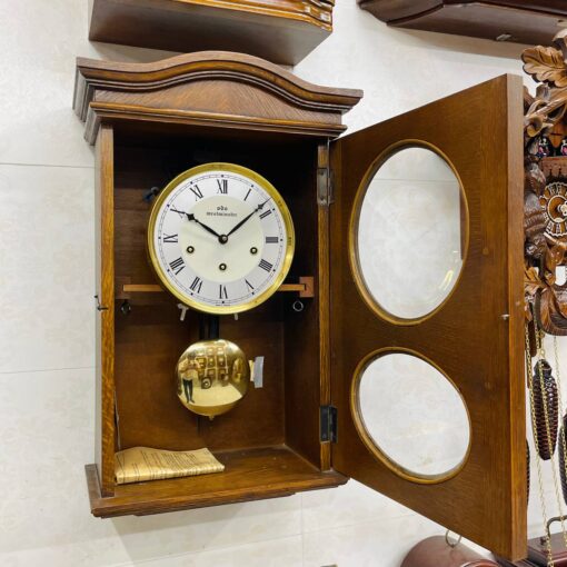 Đồng hồ cổ Odo gỗ sồi mặt tròn số la mã độc đáo - Ảnh 7