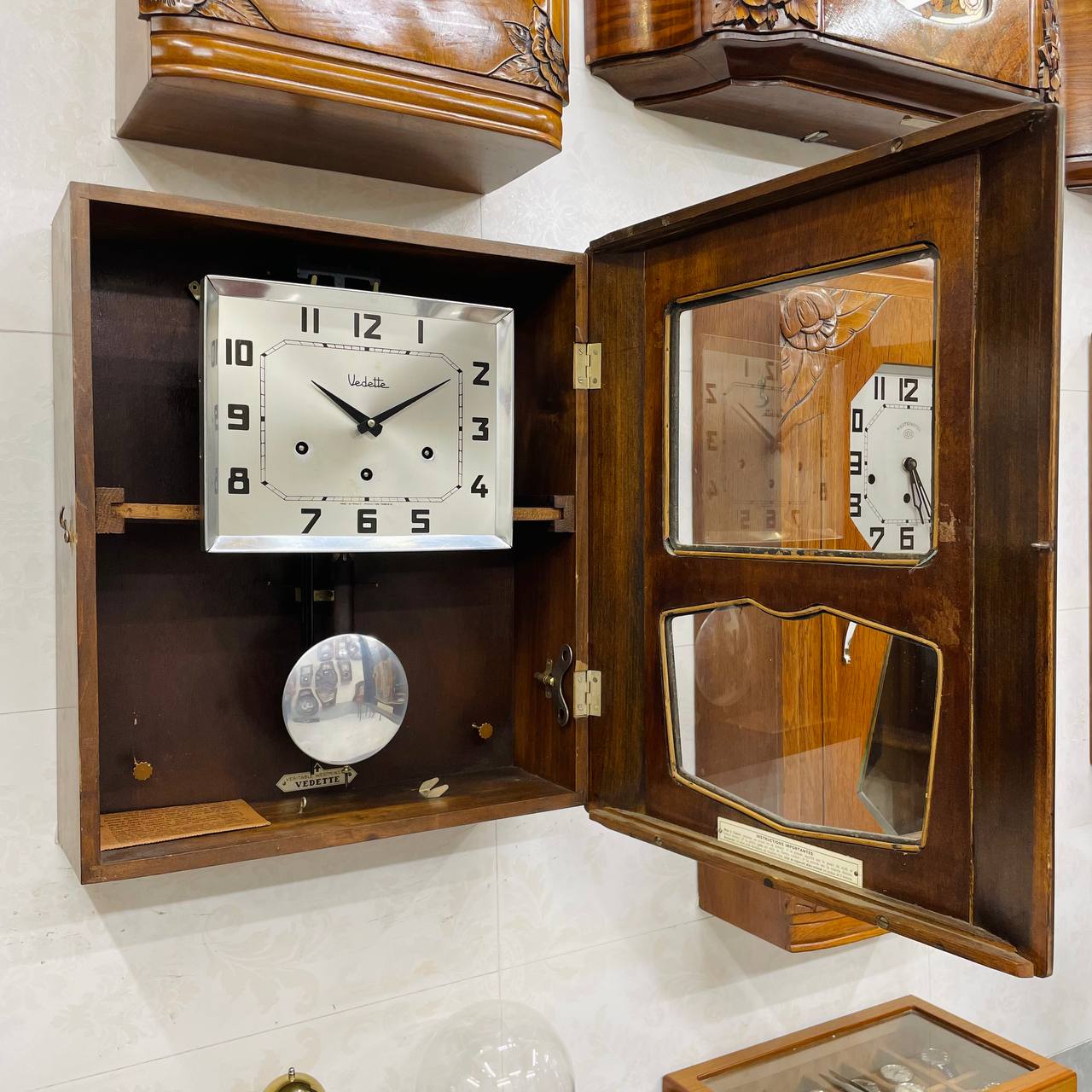 Đồng hồ cổ Vedette 8/8 thùng nu nho chuông hay - Ảnh 6