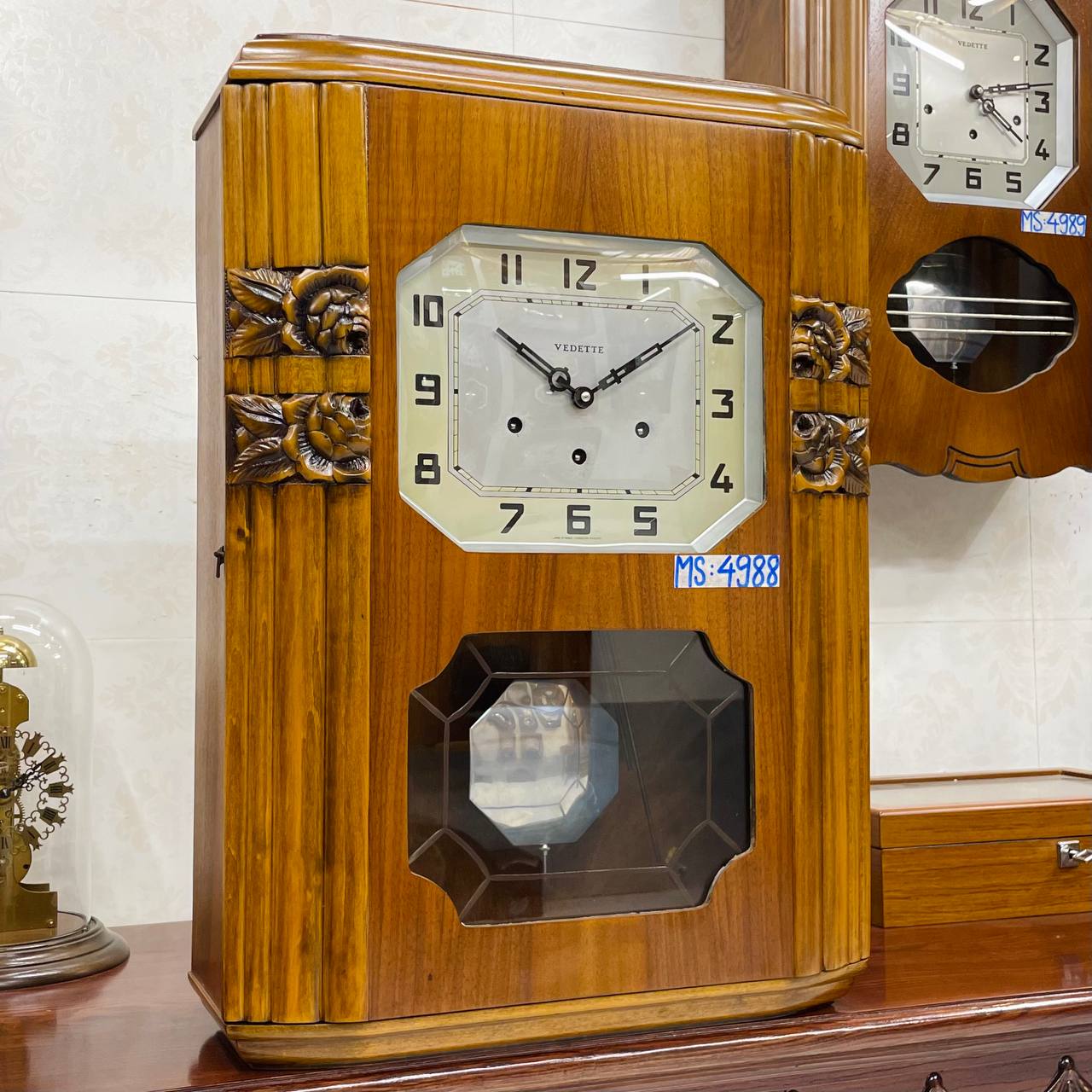 Đồng hồ cổ Vedette 5/5 thùng nu hoa hồng - Ảnh 3