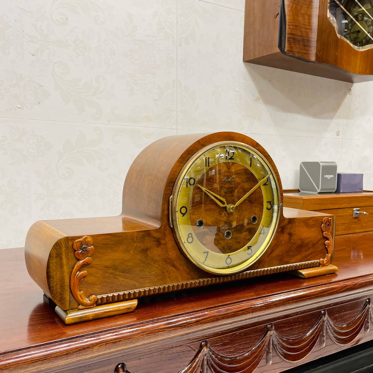 Đồng hồ vai bò Mauthe 5/5 gỗ vân đẹp chuông vang ấm - Ảnh 3