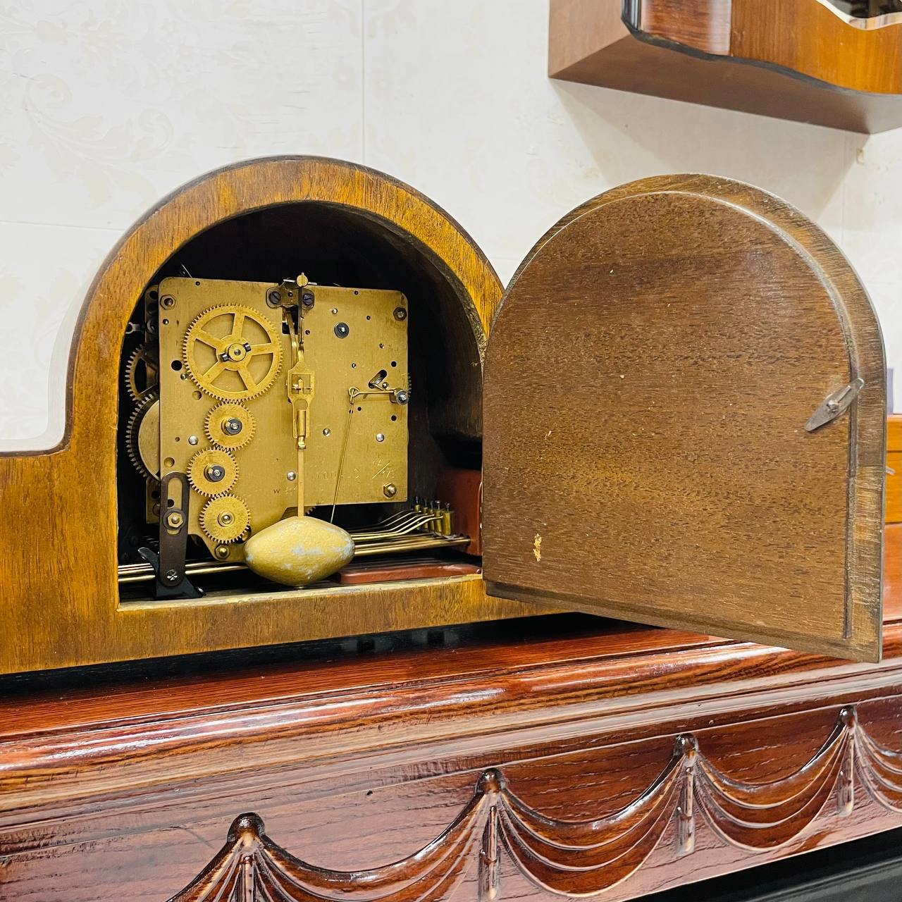 Đồng hồ vai bò Mauthe 5/5 gỗ vân đẹp chuông vang ấm - Ảnh 8