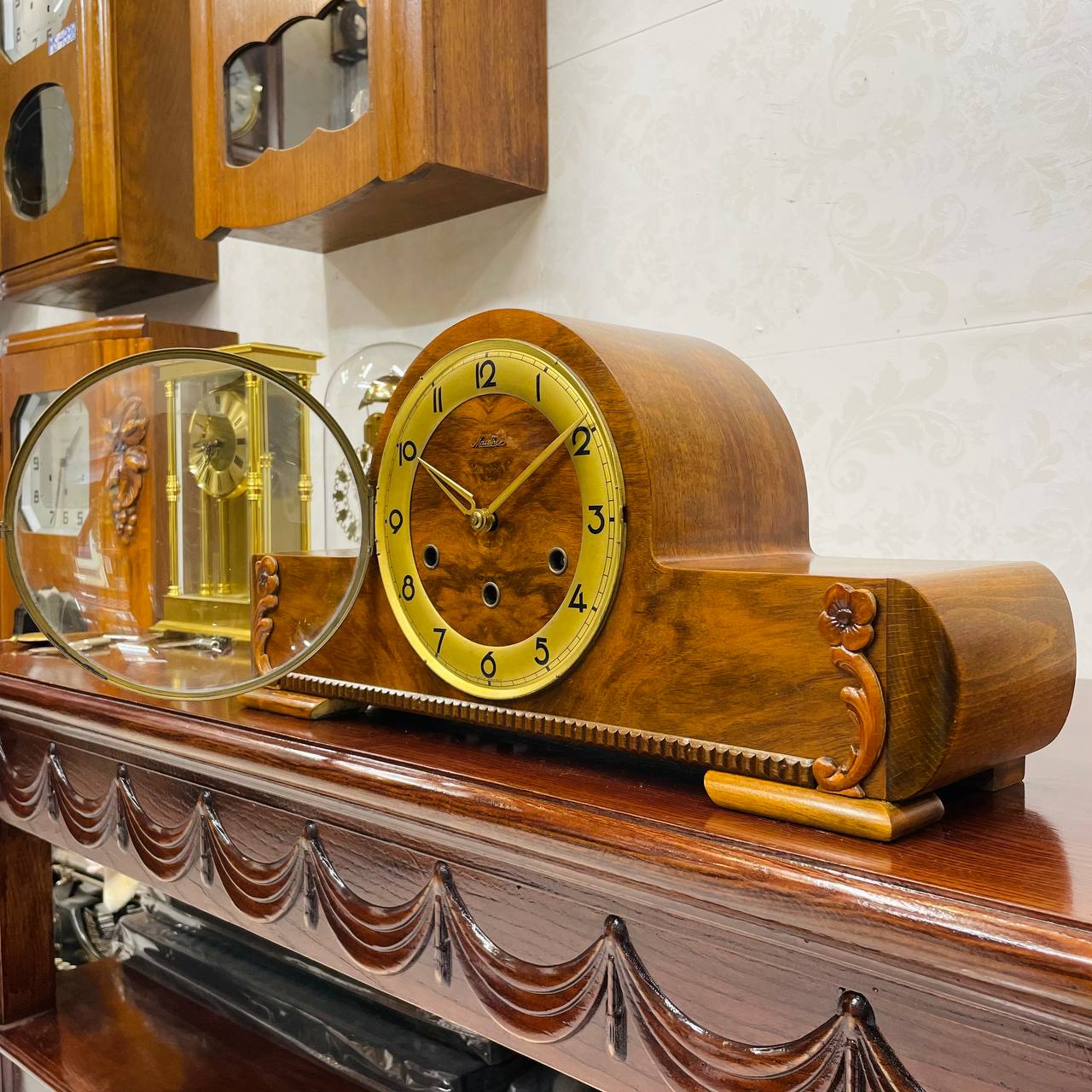 Đồng hồ vai bò Mauthe 5/5 gỗ vân đẹp chuông vang ấm - Ảnh 4