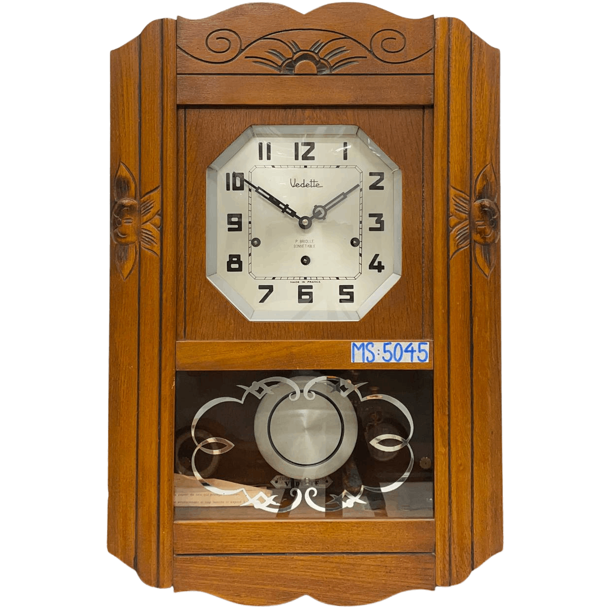 Đồng hồ cổ Vedette 8/8 thùng sồi hoa đẹp cổ điển