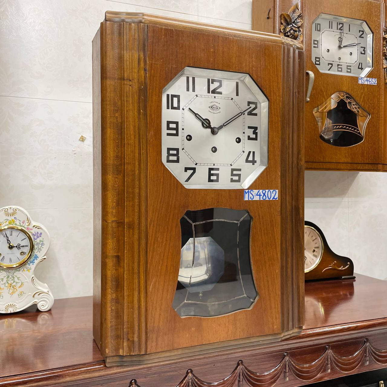 Đồng hồ cổ Girod 8/8 thùng nu dài chơi chuông 2 bản nhạc - Ảnh 3