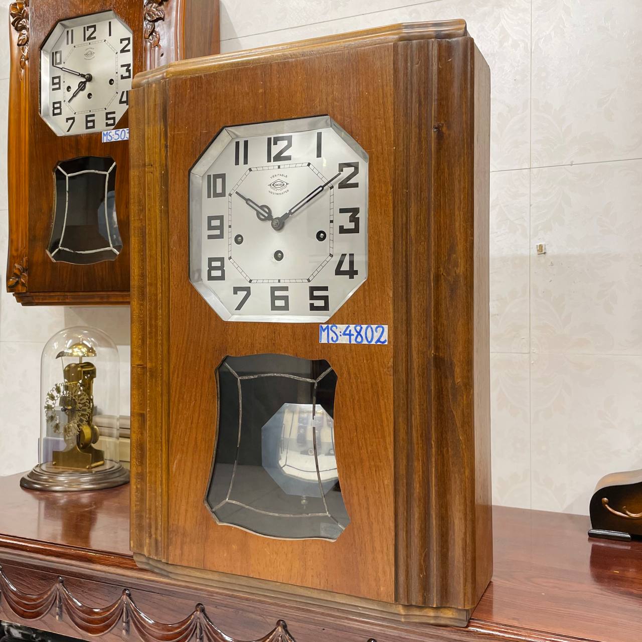 Đồng hồ cổ Girod 8/8 thùng nu dài chơi chuông 2 bản nhạc - Ảnh 4