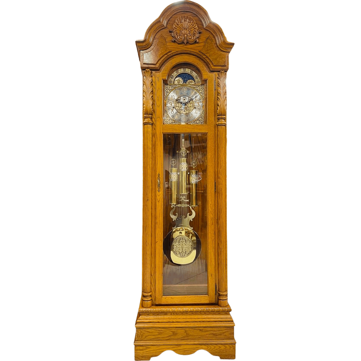 Đồng hồ tủ cây Ridgeway 12/12 mái vòm tắt đêm tự động