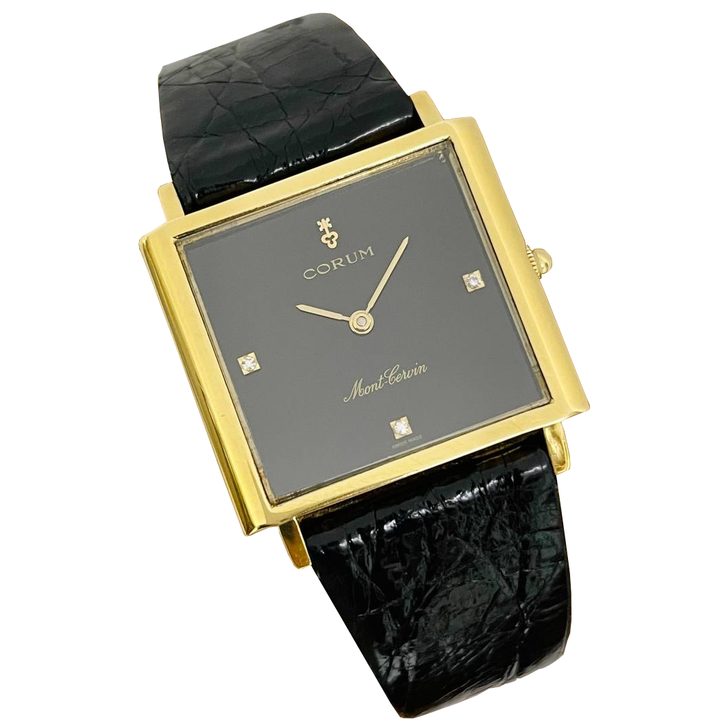 Đồng hồ đeo tay Corum mặt đen đính 3 viên kim cương